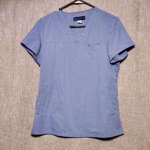 Koi Sapphire Scrubs Top Size Small Pockets Light Blue